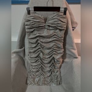Adrianna Papell Strapless Silver Dress